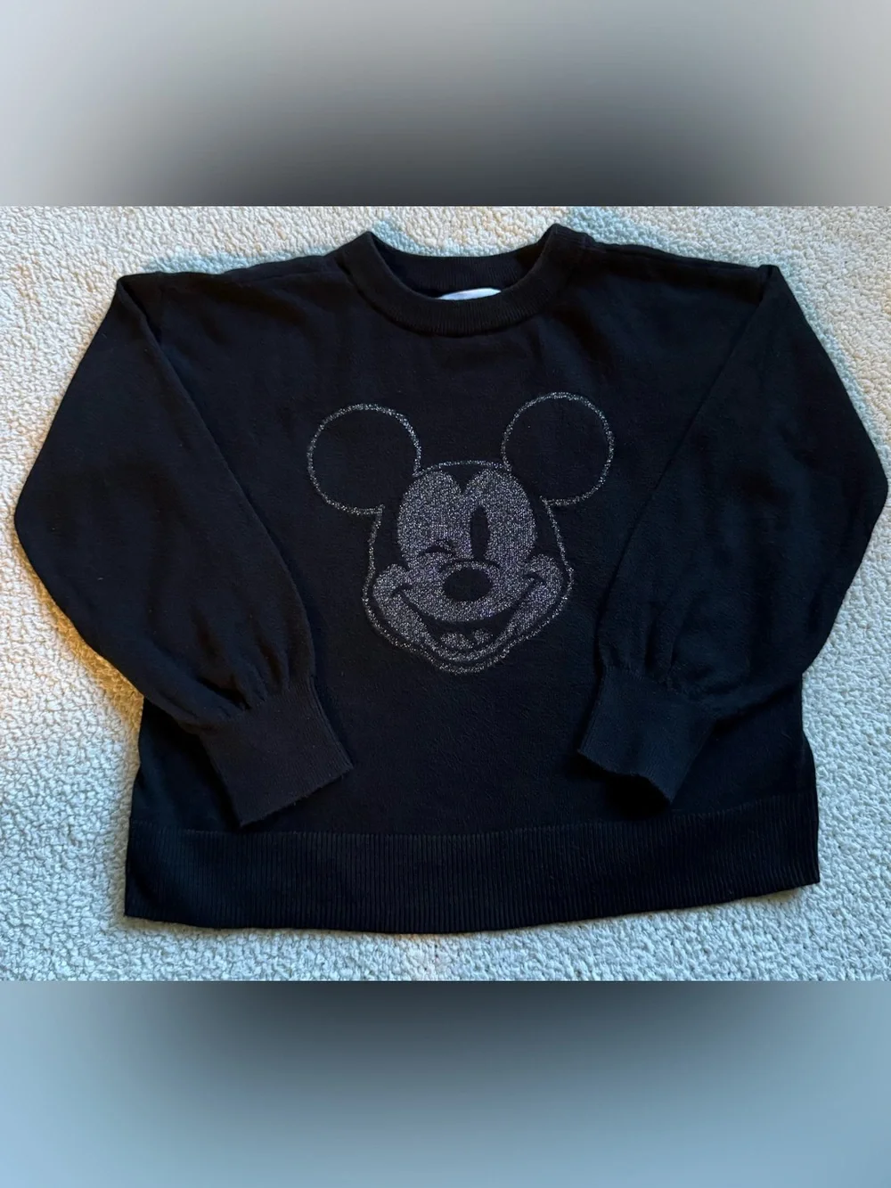 GapKids Disney Mickey Mouse Metallic Sweater Black Size S 6-7